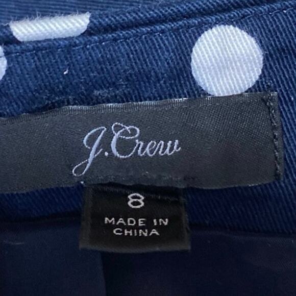 J.Crew Blue White Polka Dot High Waist Zip Knee Length Straight Pencil Skirt 8 - Picture 4 of 5